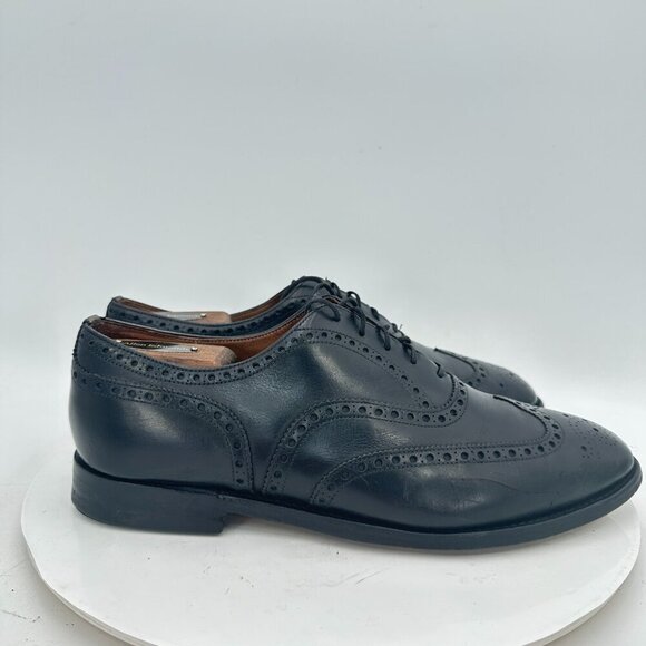 Toscana by Global Super Prime Men US 9.5 Black Leather Wingtip Oxford Shoes - Picture 4 of 12